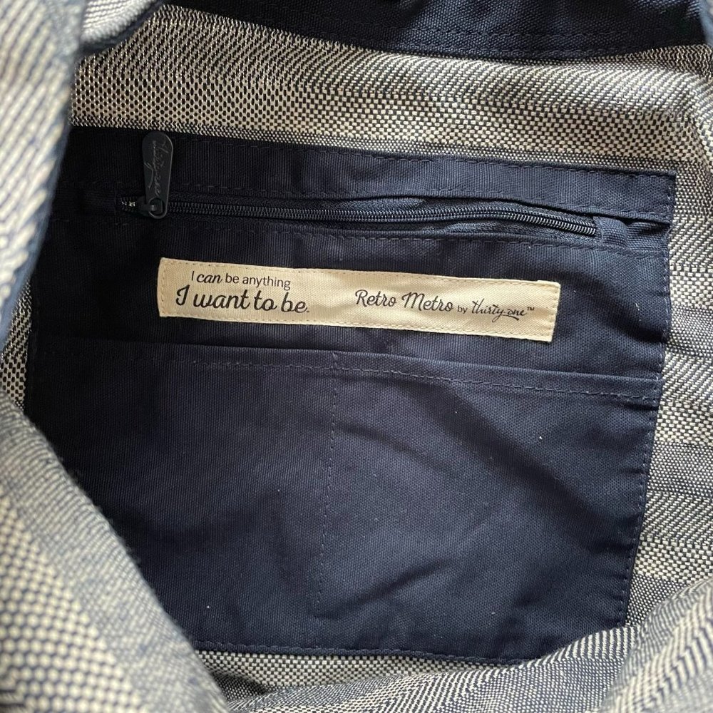 Thirty-One Gifts Woven Navy Blue Retro Metro Hobo Crossbody Bag - Picture 6 of 6
